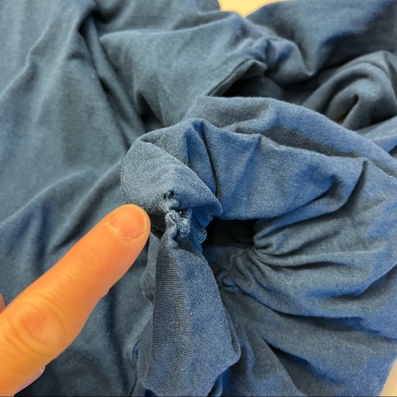 Soft Surroundings Womens Blue Puff Sleeve Boho Peasant Embroidered Blouse L - Picture 7 of 13